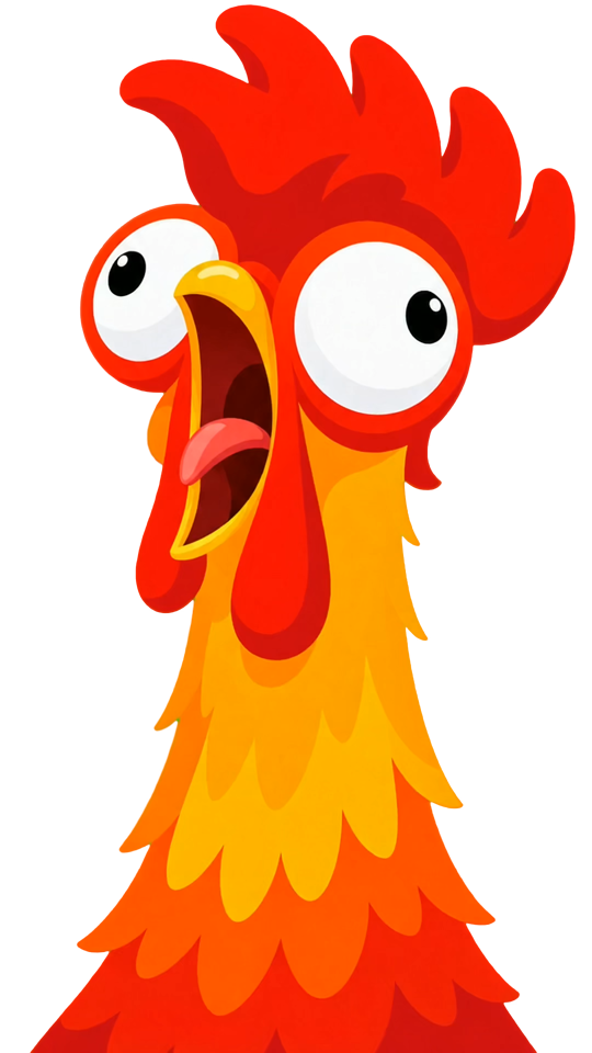 UpCluck calling out with his beak wide open